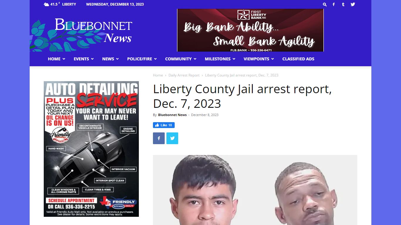Liberty County Jail arrest report, Dec. 7, 2023 | Bluebonnet News
